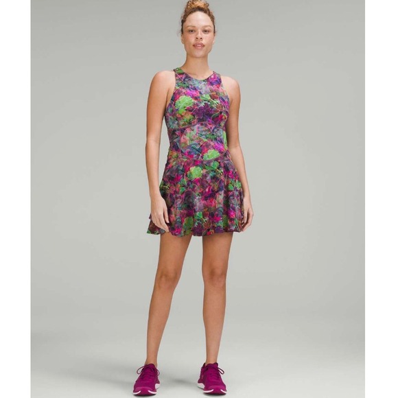 LULULEMON Court Crush Dress in Vivid Floral Tone Multi Print Size 10‎ - Picture 1 of 11